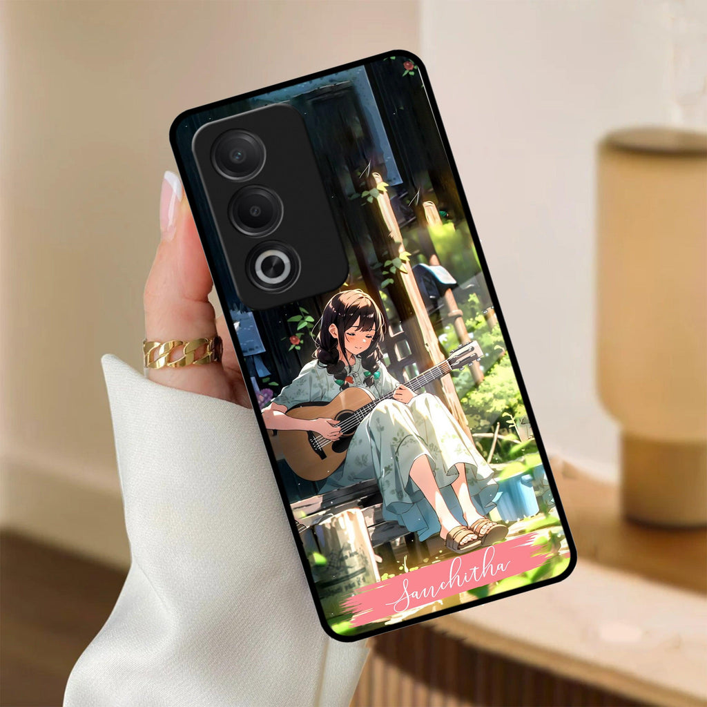 Guitar Girl Glossy Metal Case Cover For Oppo - ShopOnCliQ