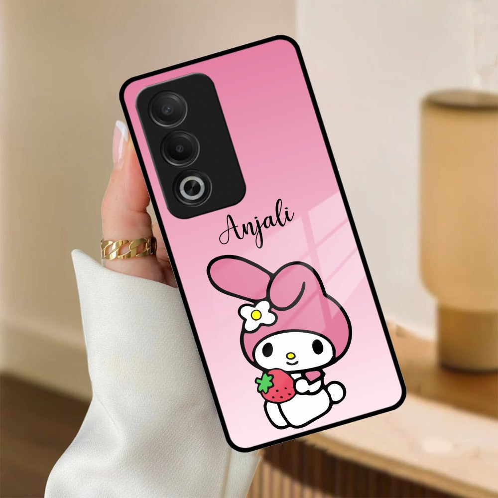 Pink Bunny Glass Case Cover For Oppo