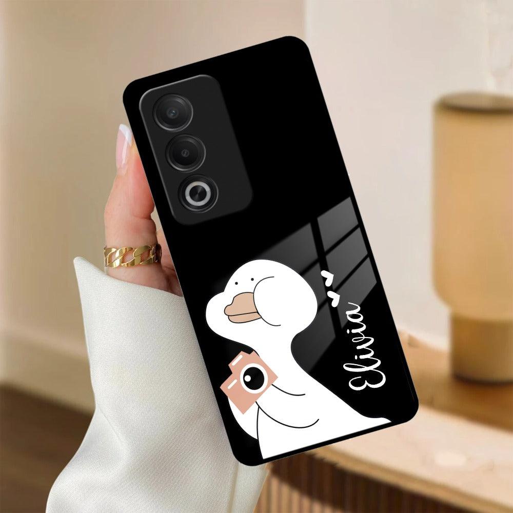 White Duck Glass Case Cover For Oppo