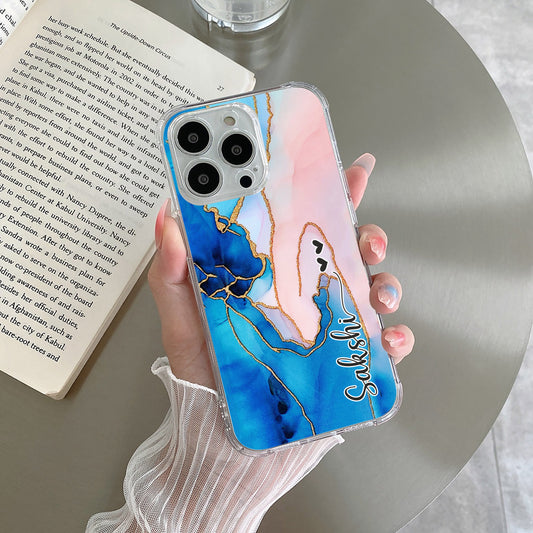 Blue Gradient Marble Customize Transparent Silicon Case For iQOO