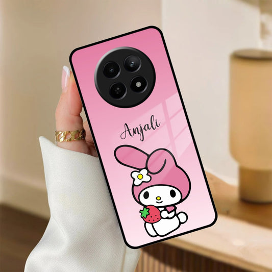 Pink Bunny Glass Case Cover For Realme/Narzo