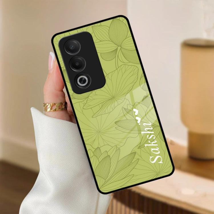 Customized luxury Mint Green leaves Glossy Metal Case Cover For Oppo - ShopOnCliQ