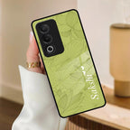 Customized luxury Mint Green leaves Glossy Metal Case Cover For Oppo - ShopOnCliQ