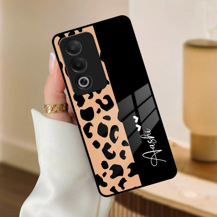 Leopard Glossy Metal Case Cover For Oppo