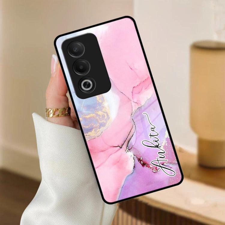 Pink Marble Glossy Metal Case Cover For Oppo - ShopOnCliQ