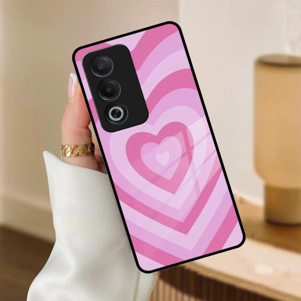 Latte Love Patter Glass Case Cover - Pink  For Oppo