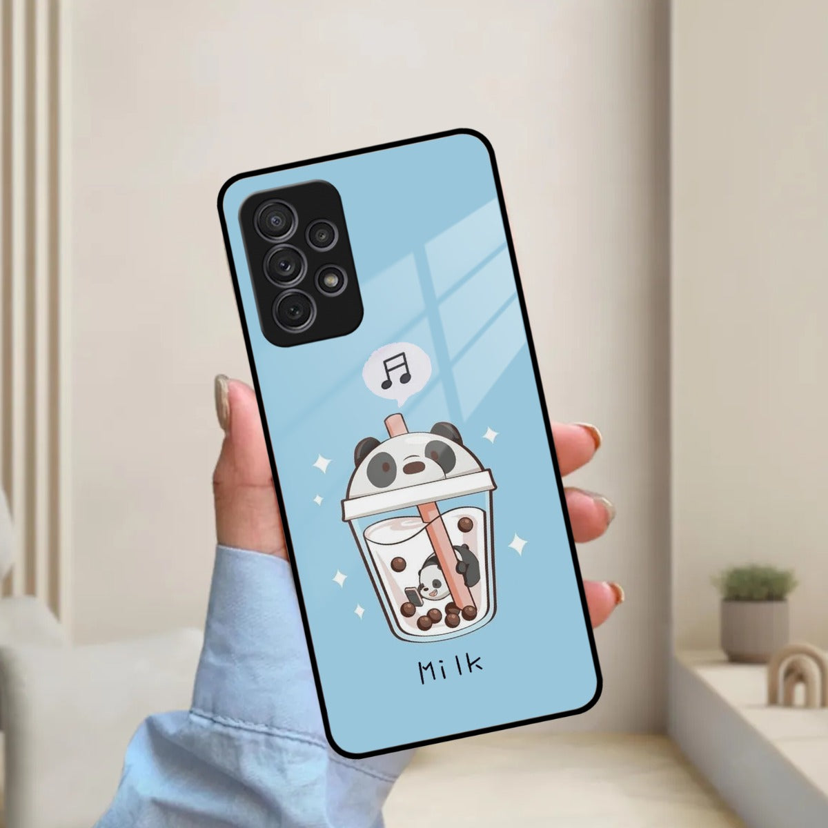 Cartoon Milk Tea We Bare Bears Glossy Metal Case Cover For Samsung