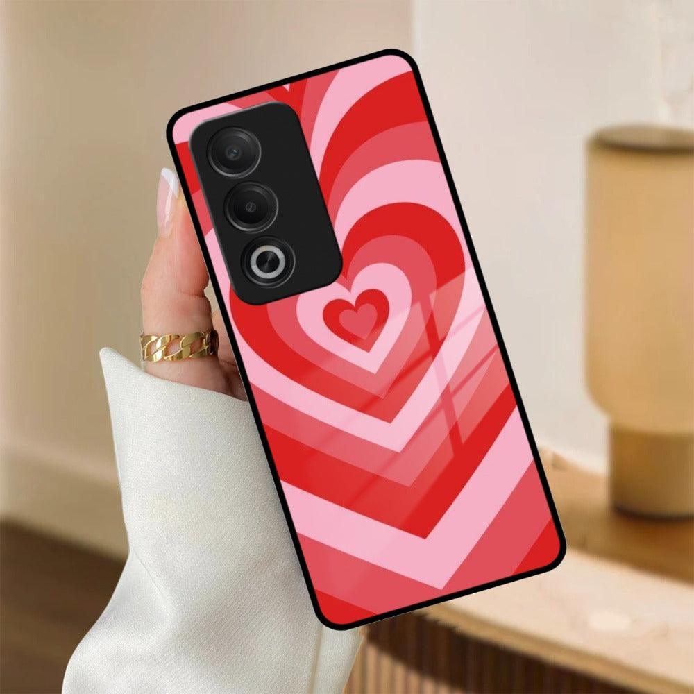 Latte Love Patter Glass Case Cover - Red For Oppo