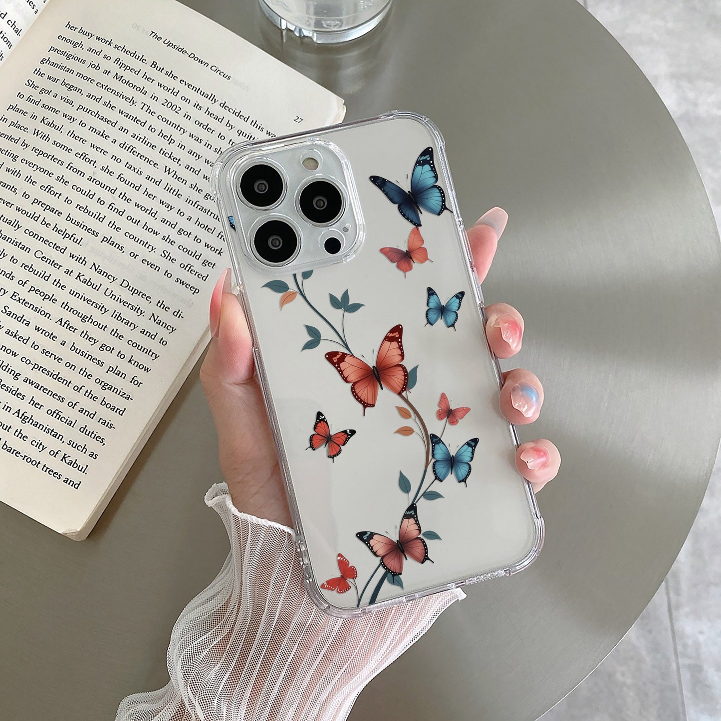Butterfly Floral Design Transparent Silicon Case For iPhone