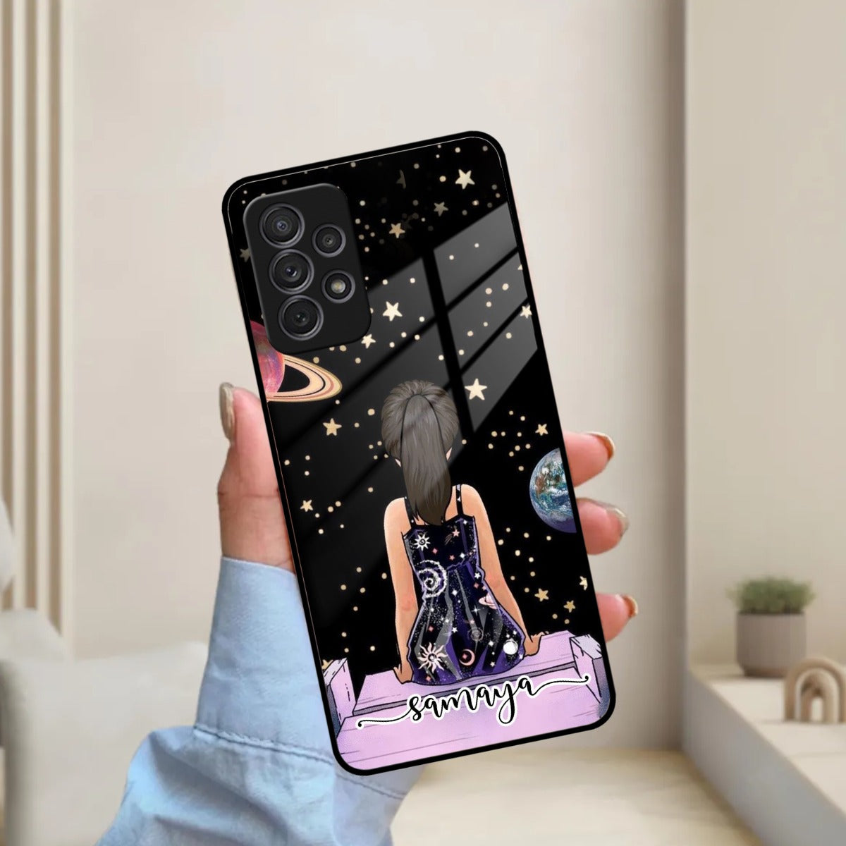 Girl In Universe Customised Glossy Metal Case Cover For Samsung