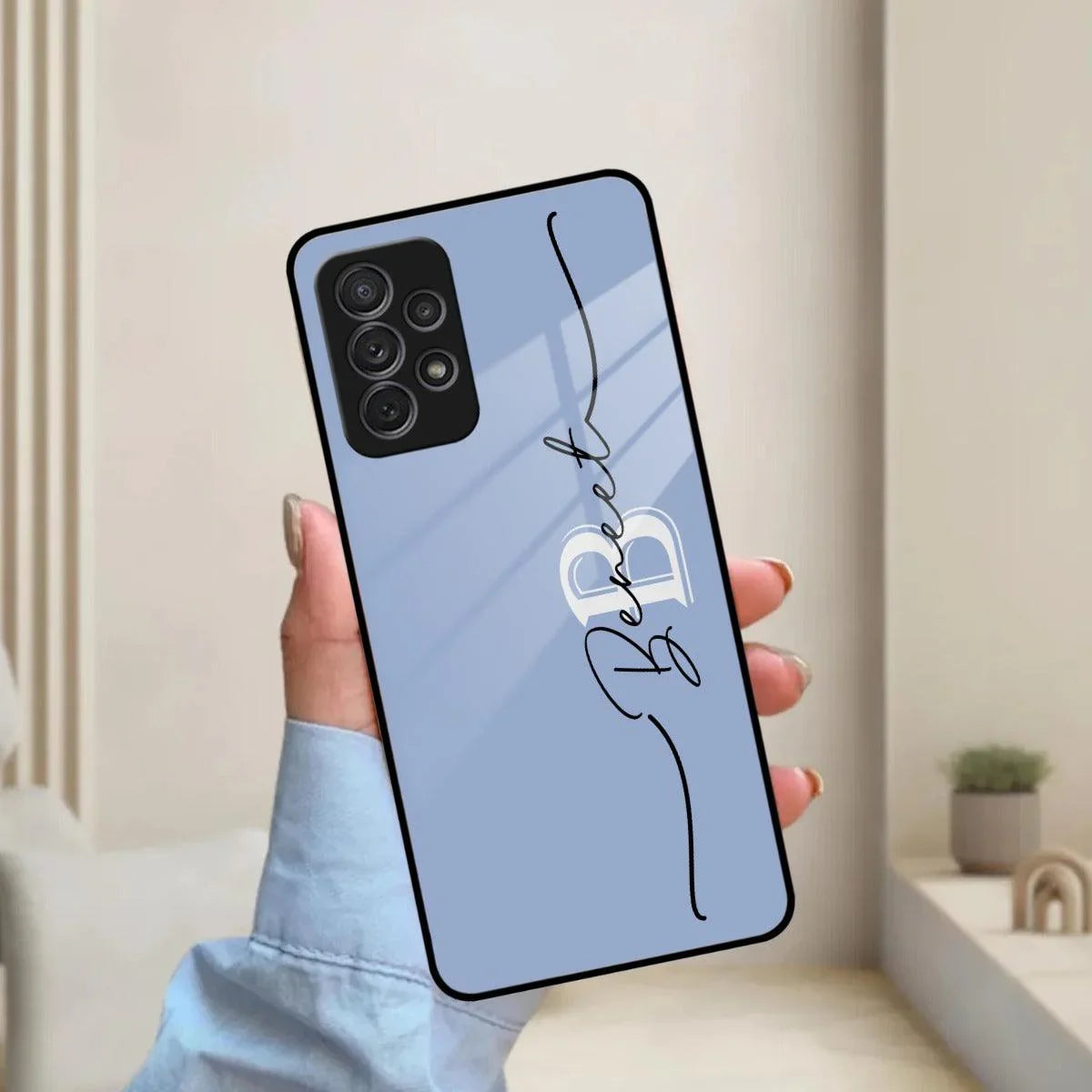 Personalized Initials Azure Glossy Metal Case Cover For Samsung - ShopOnCliQ