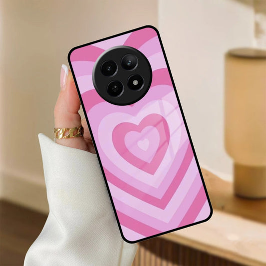 Latte Love Patter Glass Case Cover - Pink For Realme/Narzo