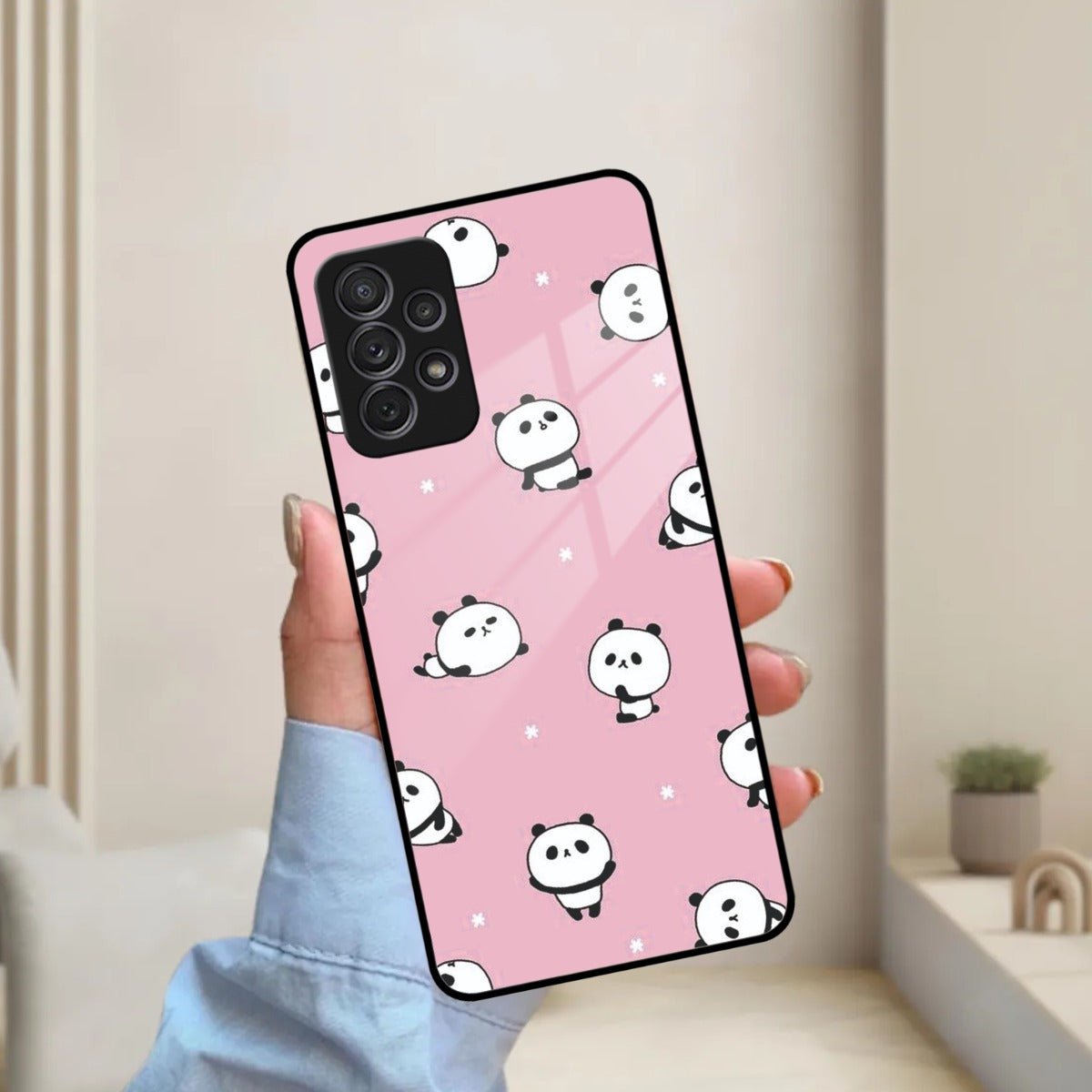 Cute Panda Glossy Metal Case Cover For Samsung