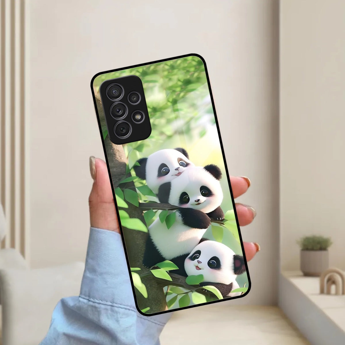 Panda Glossy Metal Case Cover For Samsung