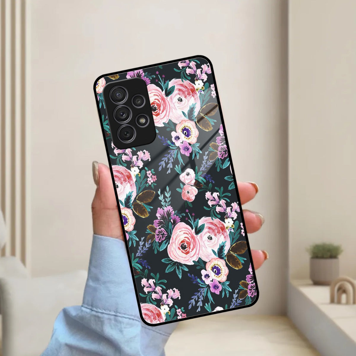 Cute Floral Glossy Metal Case Cover For Samsung