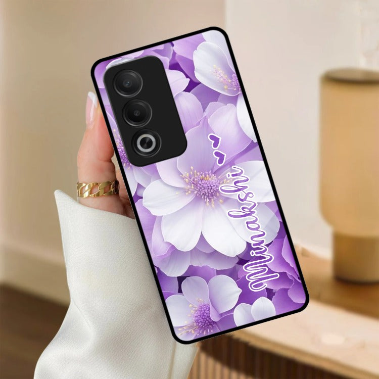 Awesome Purple Floral Glossy Customised Metal Case Cover For Oppo