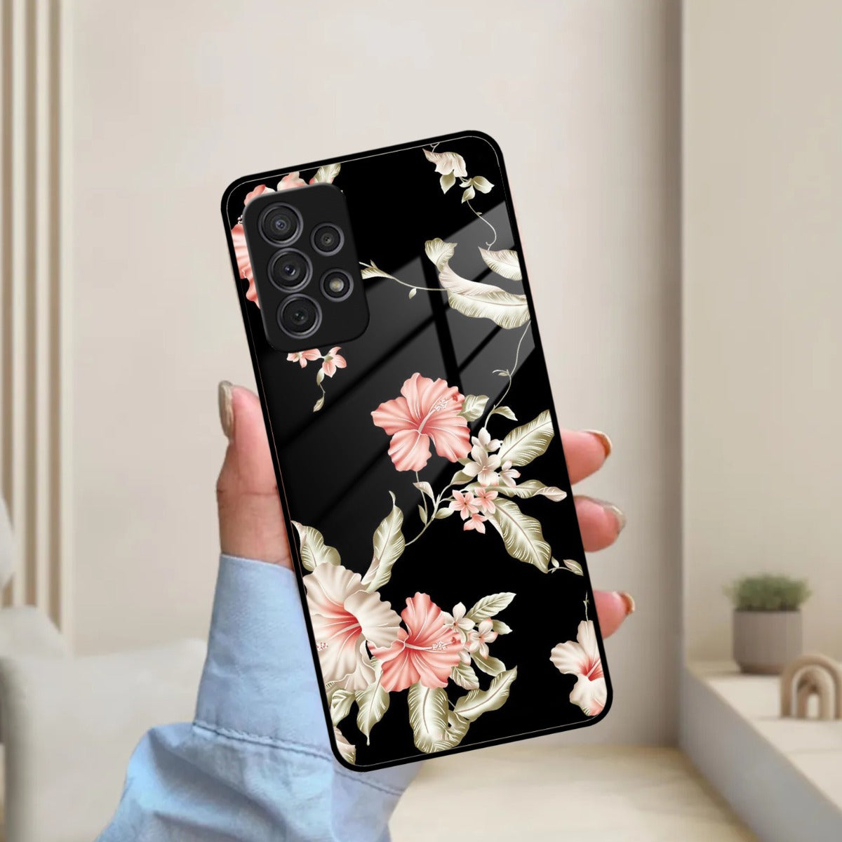 Retro Floral Glossy Metal Case Cover For Samsung