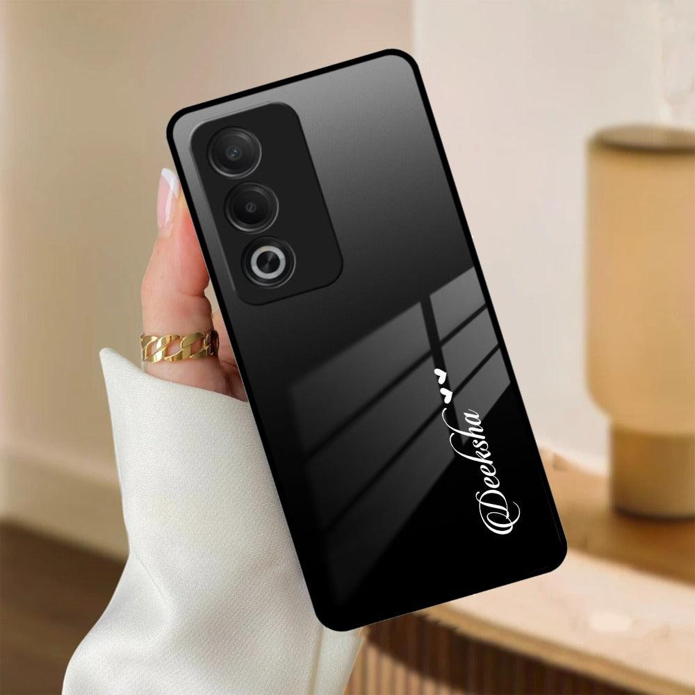 Customize Name Gradient Glass Case Cover Black For Oppo