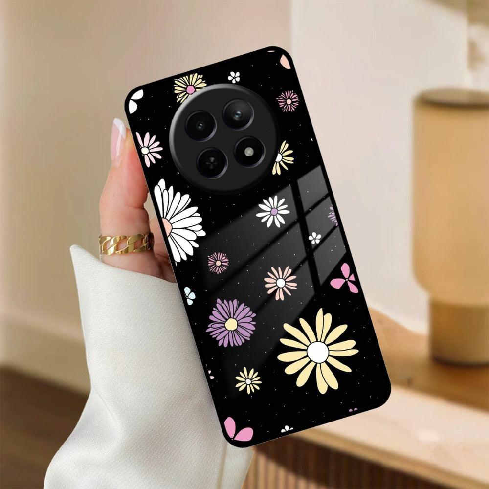 Seamless Floral Print Glass Case Cover For Realme/Narzo