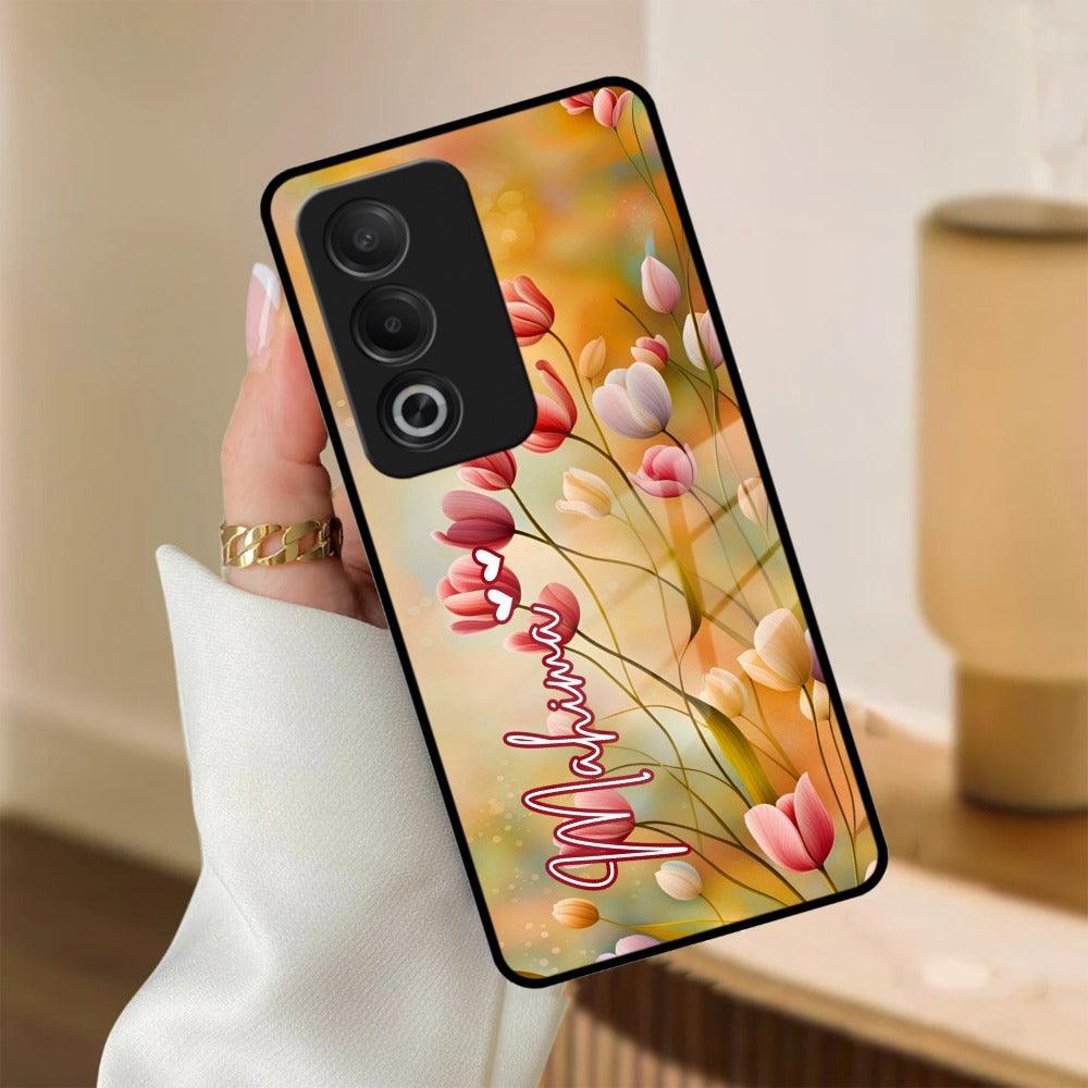 Tulip Floral Glass Case Cover For Oppo