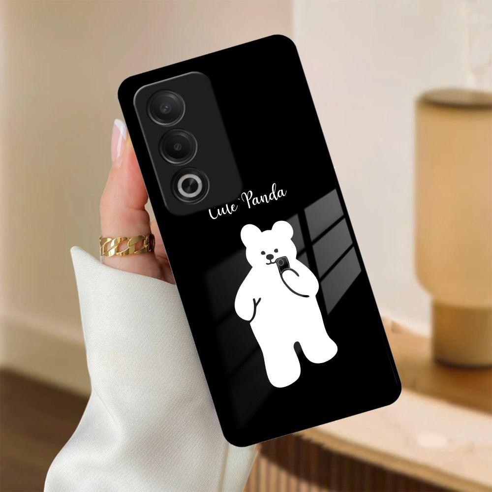 White Panda Cloud Glass Case Cover For Oppo