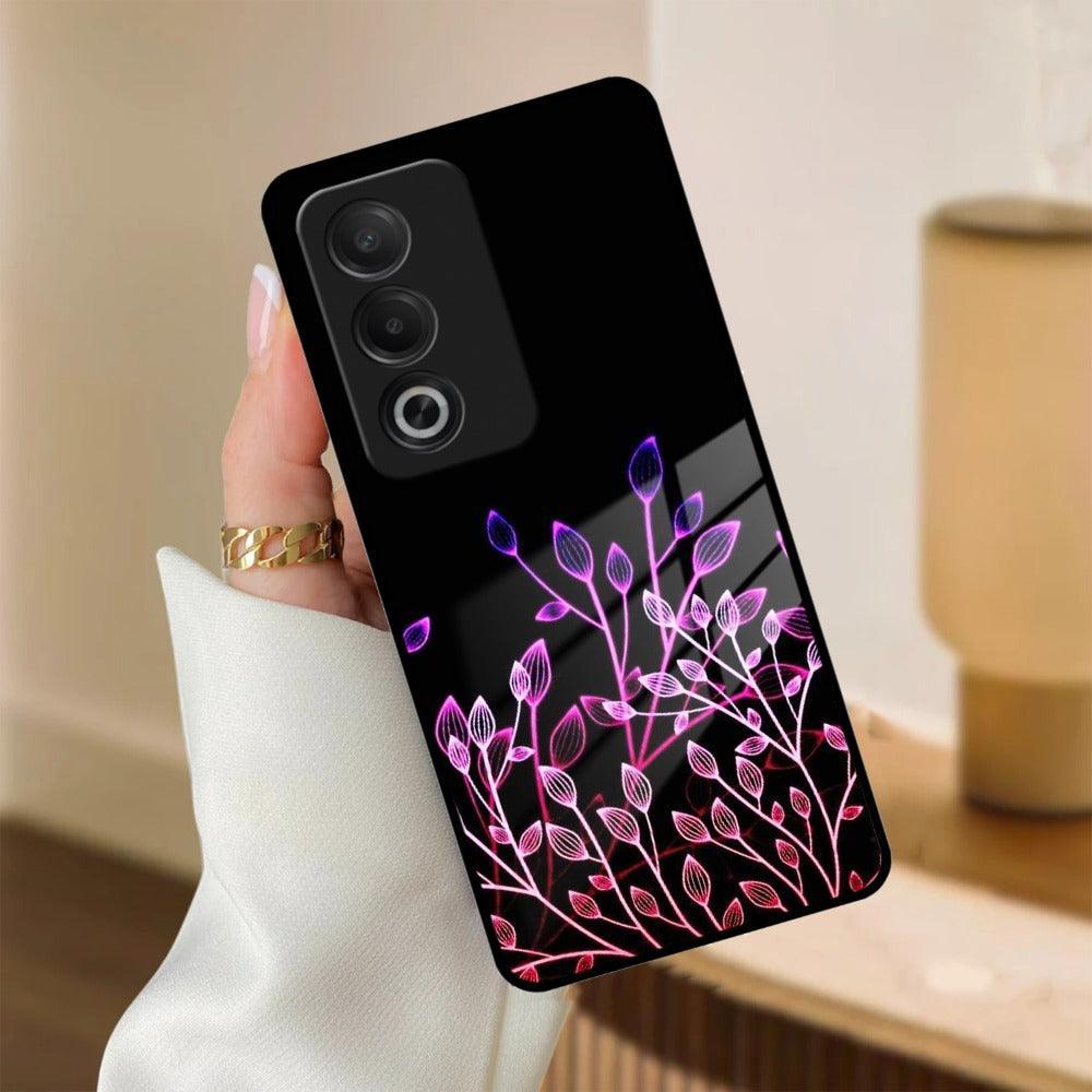 Multicolor Flower Print Glass Case Cover For Oppo