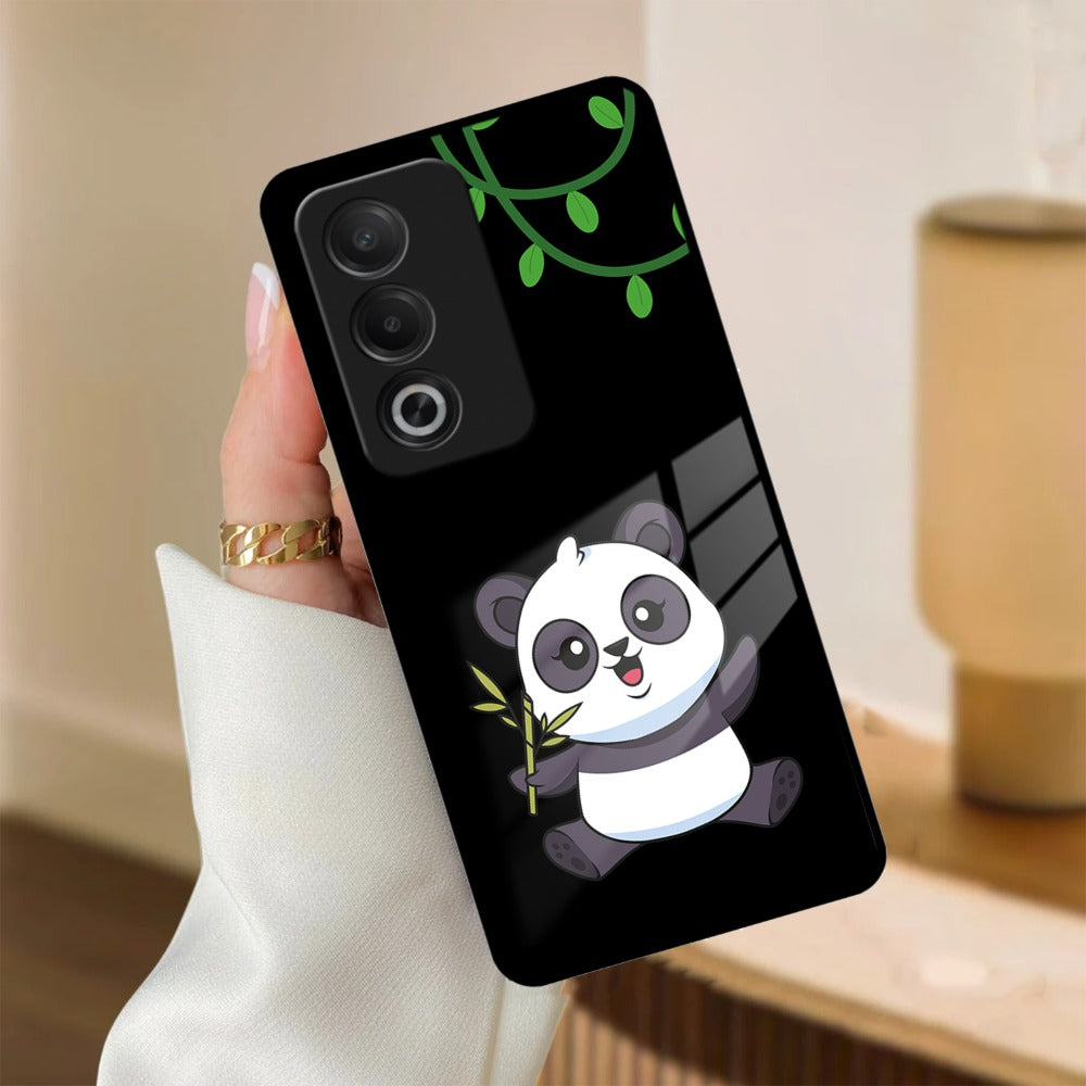 Black Panda Glass Phone Case For Oppo