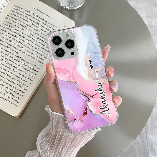 Pink Gradient Marble Customize Transparent Silicon Case For Vivo