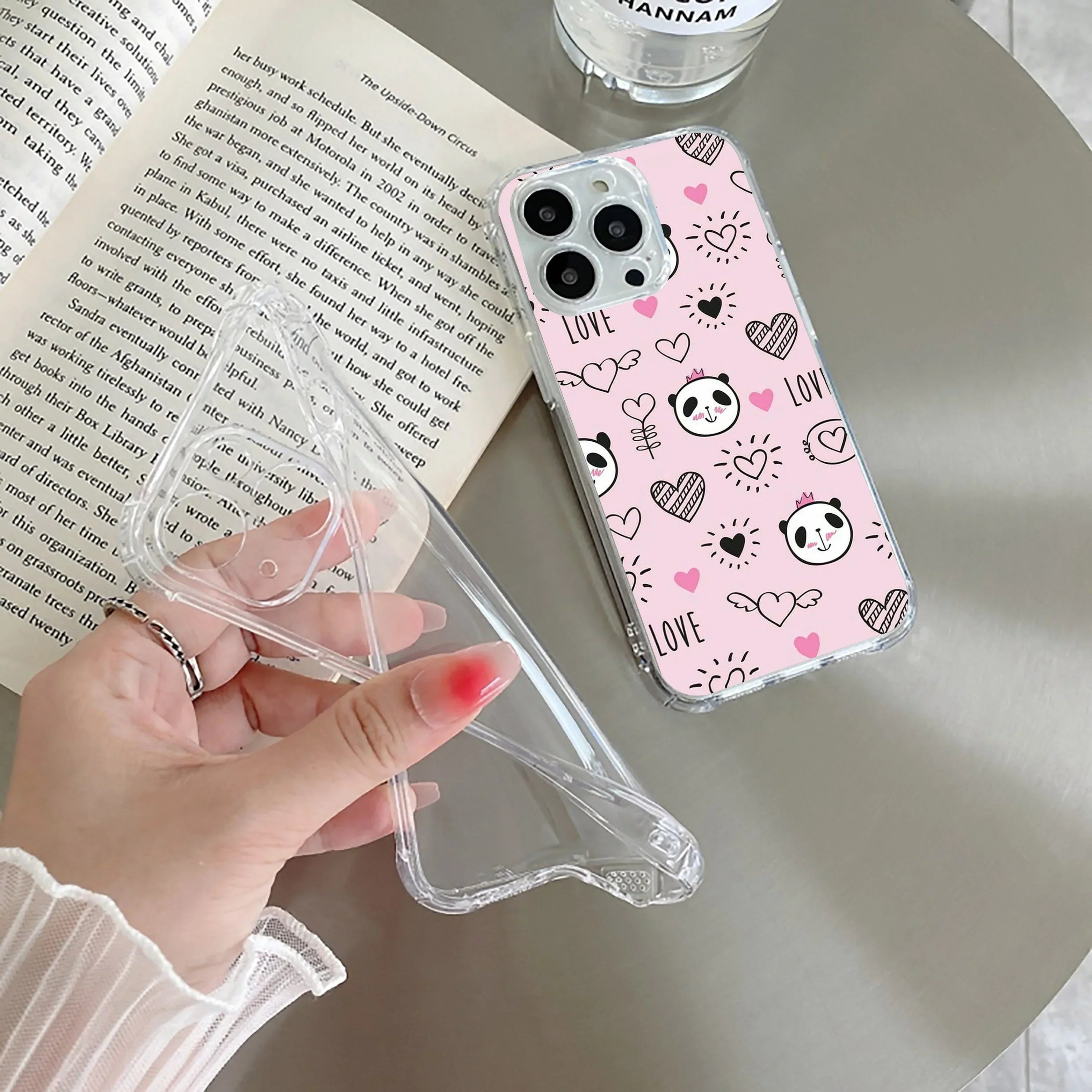 Cute Pink Panda Transparent Silicon Case For iQOO Neo 7 Pro 5G