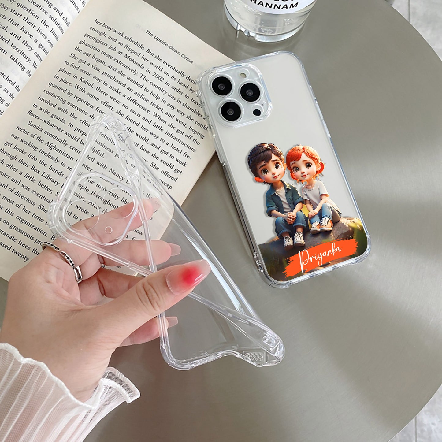 Cute Love Couple Customize Transparent Silicon Case For iPhone