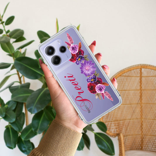 Blue Aster Floral Customize Transparent Silicon Case For Redmi/Xiaomi