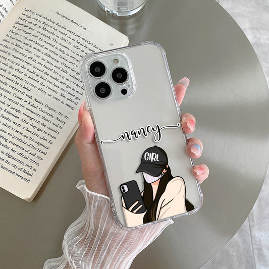 Stylish Girl With Cap Customize Transparent Silicon Case For Realme/Narzo