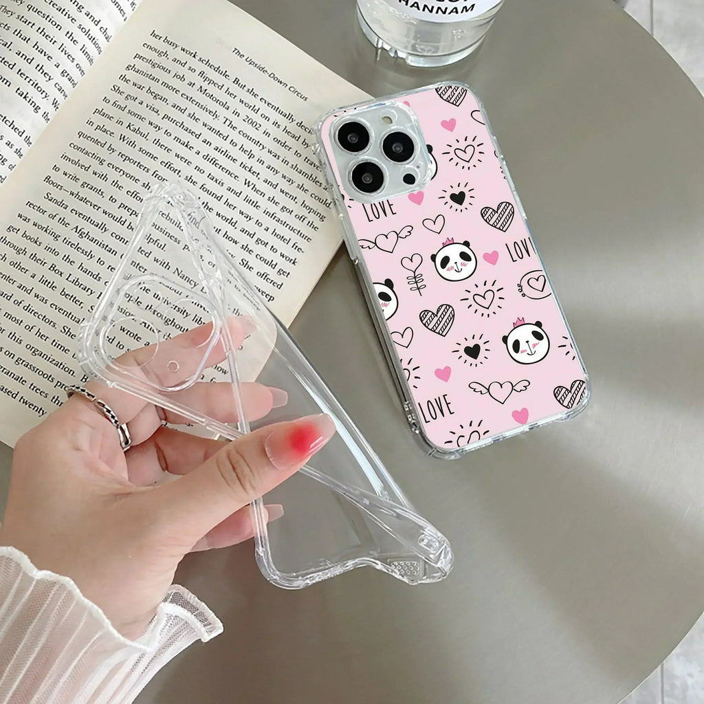 Cute Pink Panda Transparent Silicon Case For Vivo - ShopOnCliQ