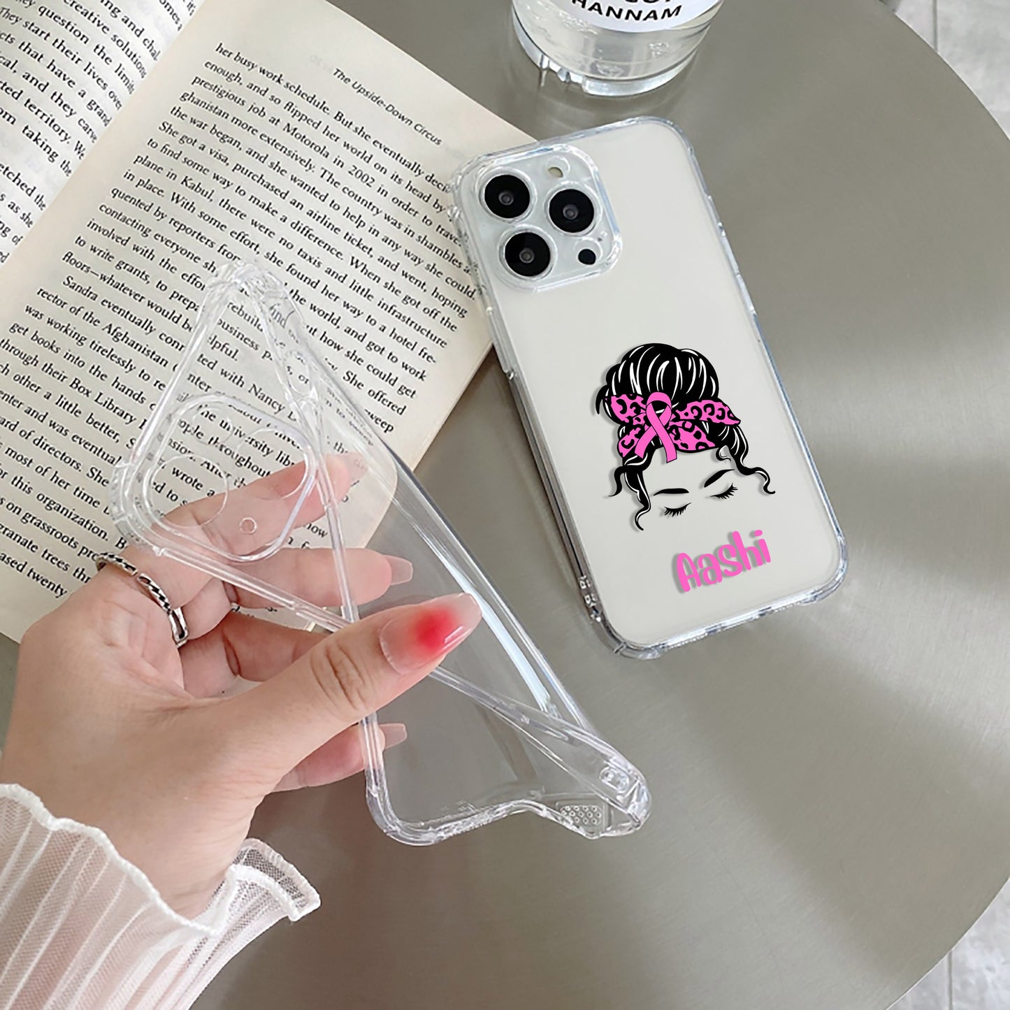 Pink Girl Customize Transparent Silicon Case For Poco