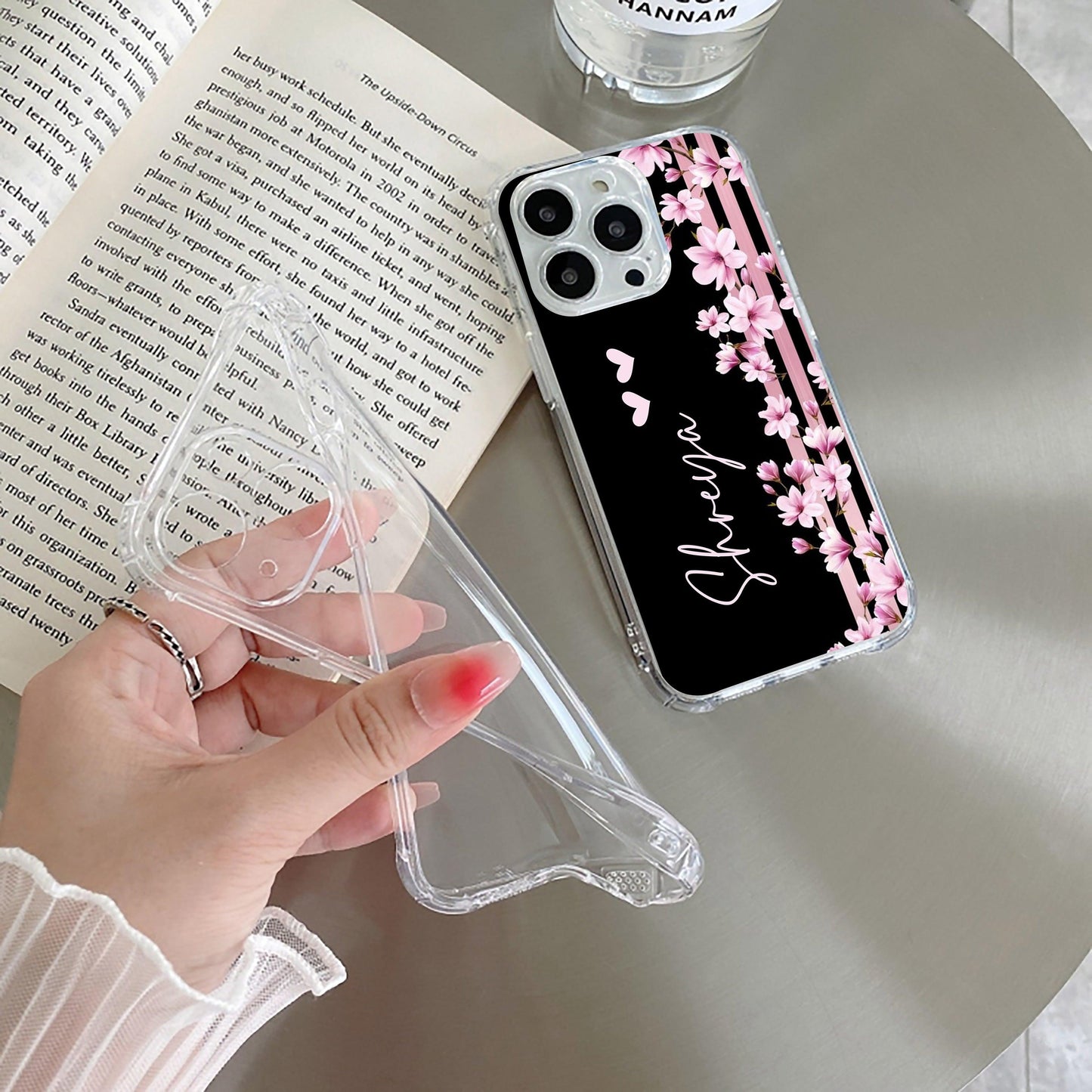 Pink Floral Customize Transparent Silicon Case For Google - ShopOnCliQ