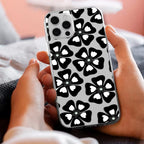 Black and White Flower Anti Yellow Clear Case For iPhone 16 Pro Max