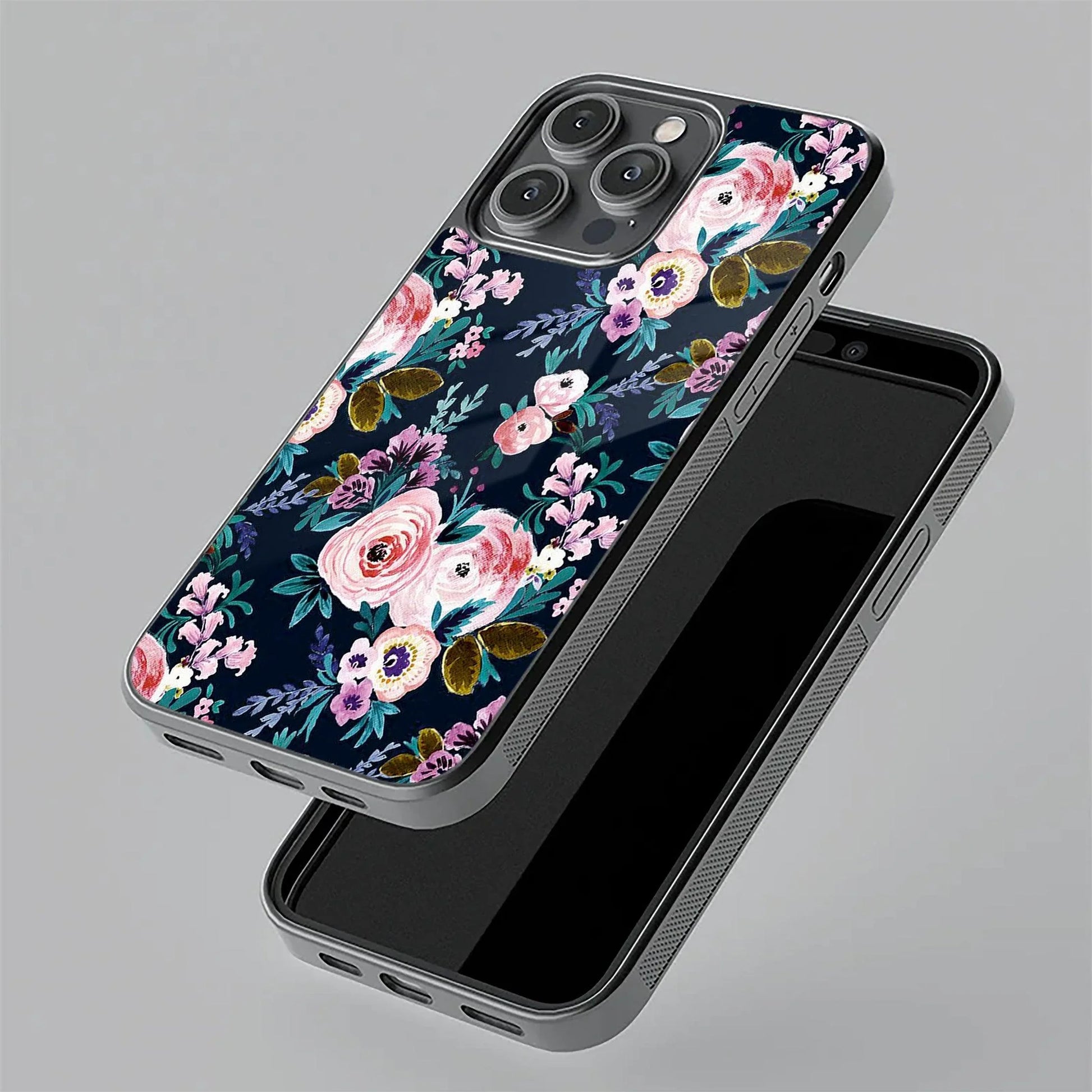 Cute Floral Glass Case Cover For iQOO - ShopOnCliQ