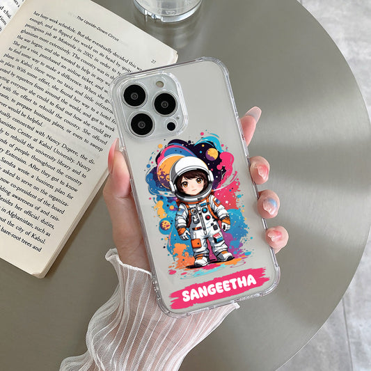 Astronaut Customize Transparent Silicon Case For iPhone