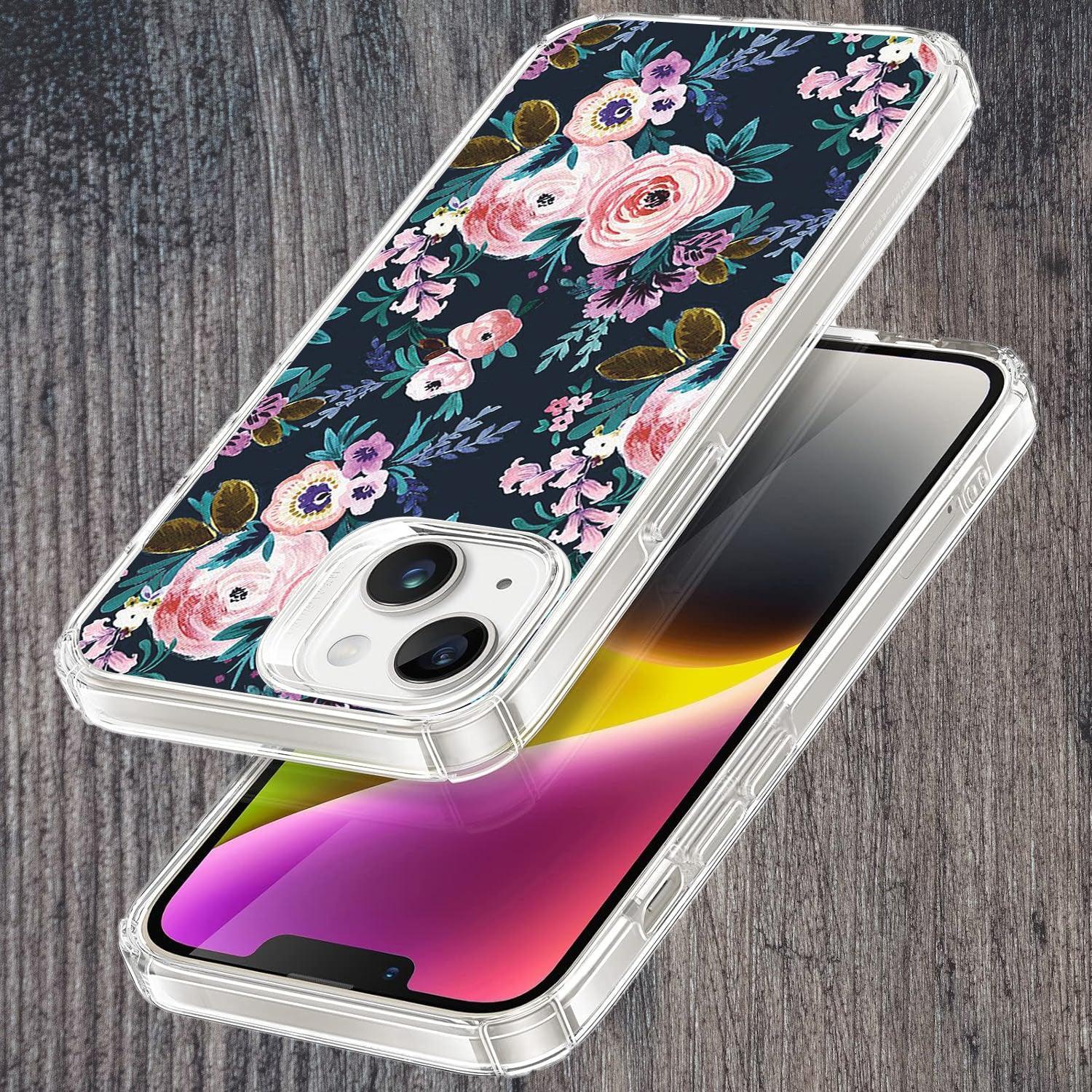 Cute Floral Transparent Silicon Case For iPhone 15 Pro