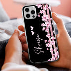 Pink Floral Customize Anti Yellow Clear Case For iPhone 16 Pro Max