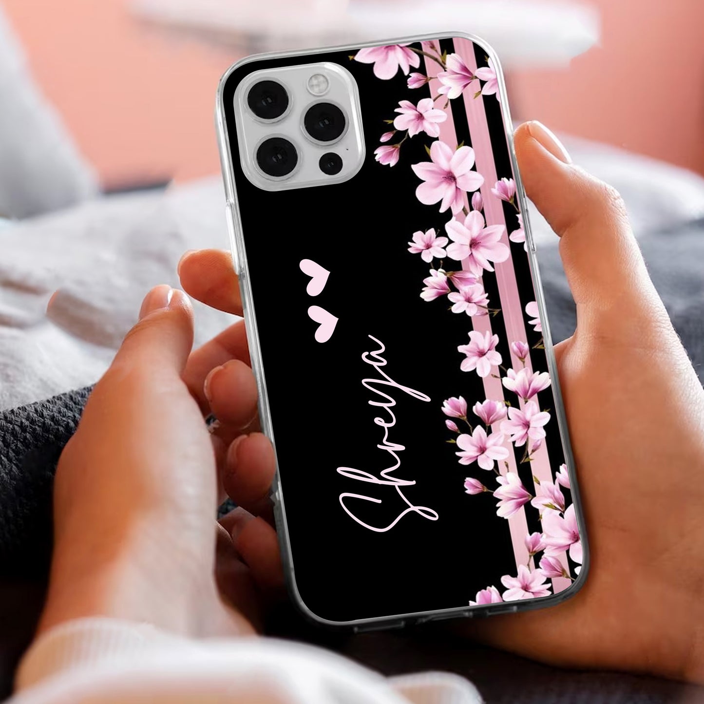 Pink Floral Customize Transparent Silicon Case For iPhone - ShopOnCliQ