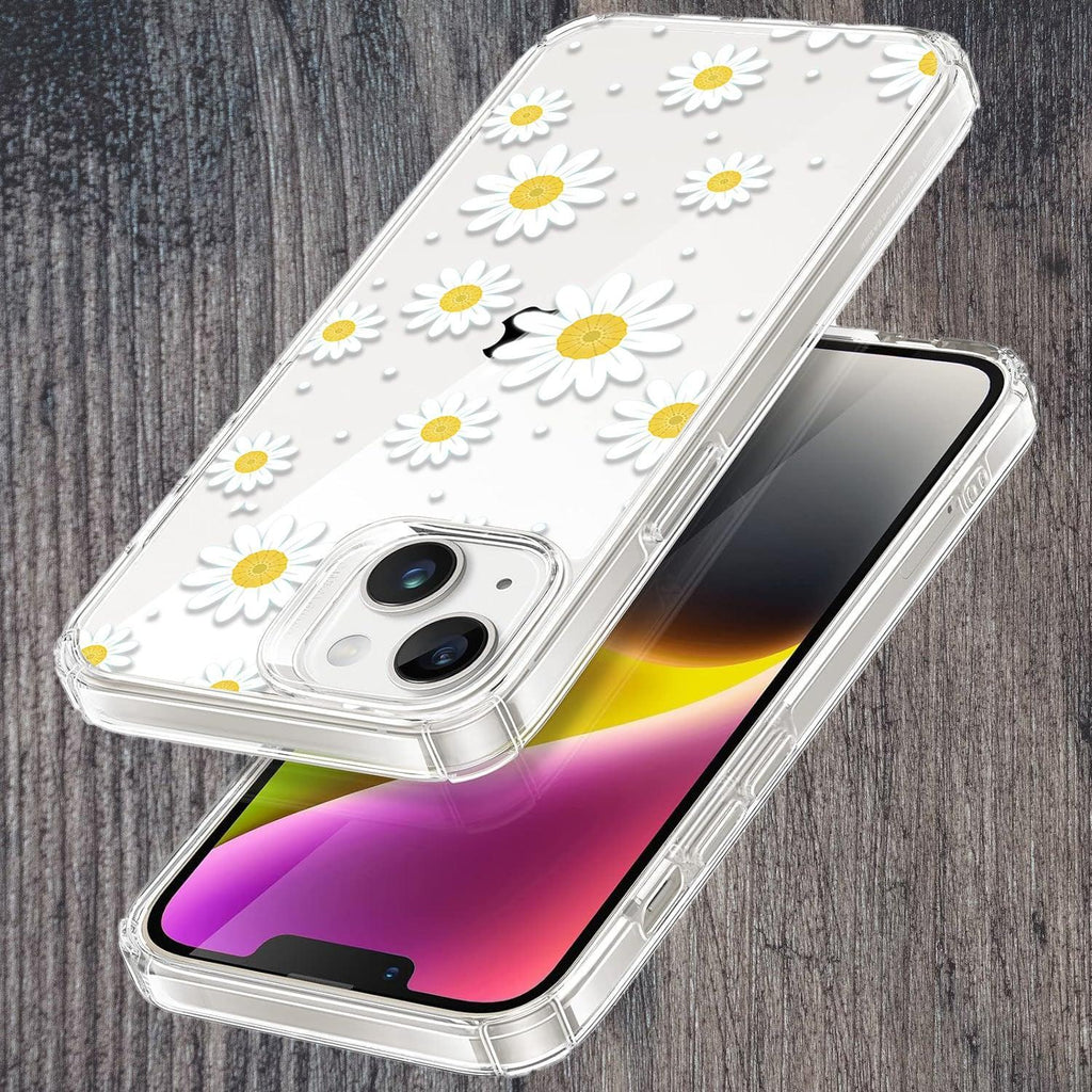 Beautiful Daisy Floral Transparent Silicon Case For iPhone 16 Pro