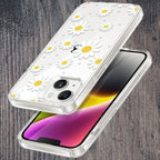 Beautiful Daisy Floral Transparent Silicon Case For iPhone 16 Pro