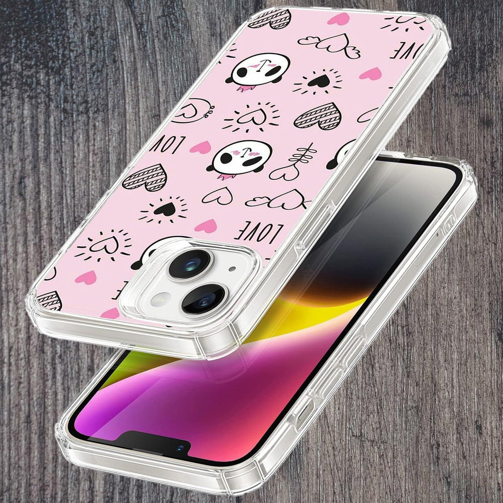Cute Pink Panda Transparent Silicon Case For iPhone 15 Pro
