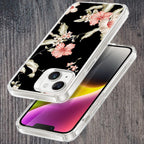 Retro Floral Transparent Silicon Case For iPhone 15 Pro