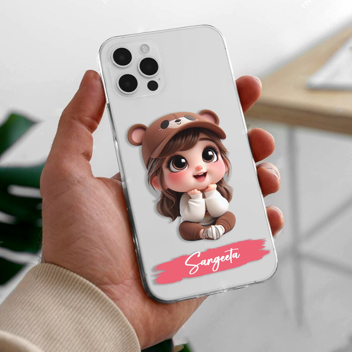 Little Girl Customize Transparent Silicon Case For iPhone