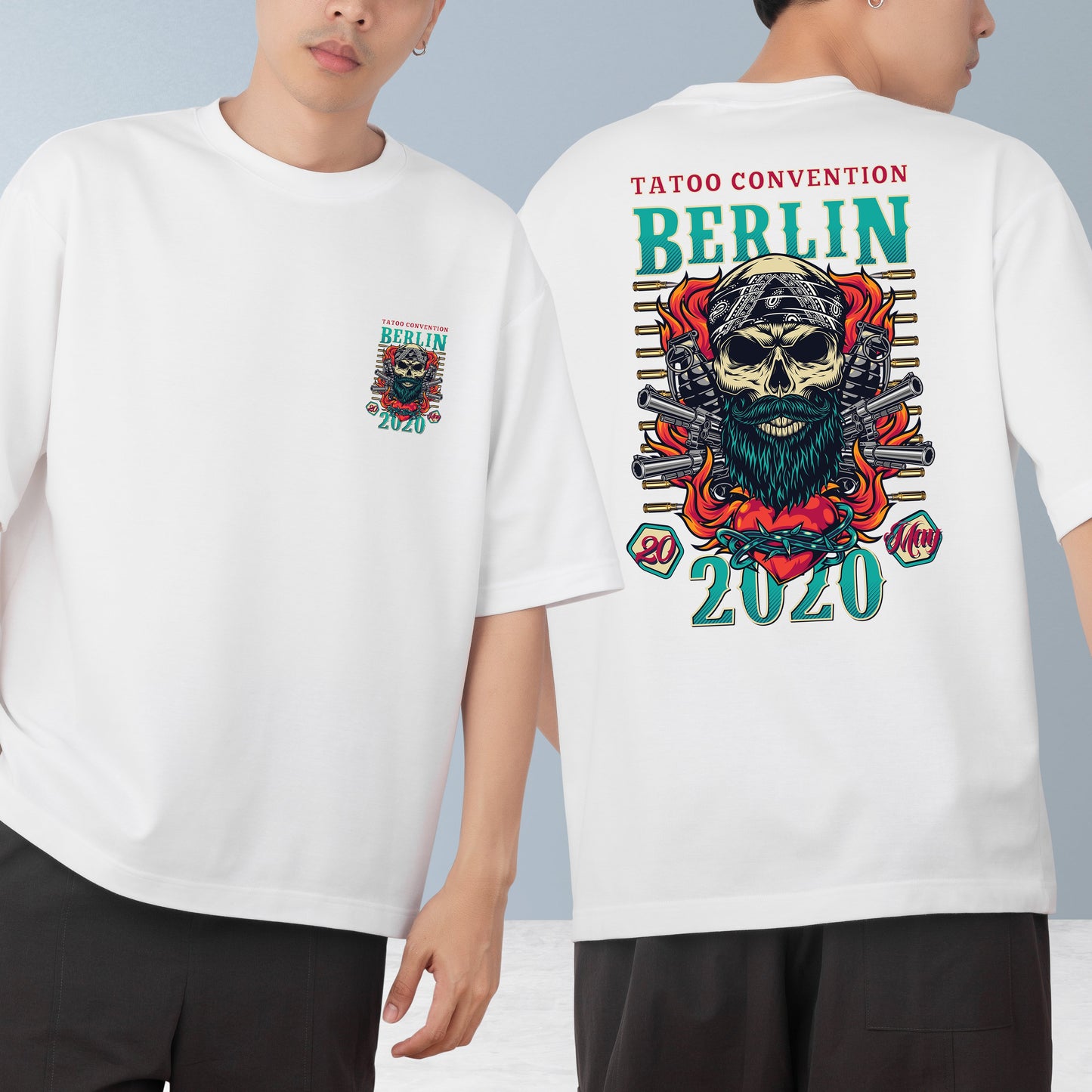 Berlin Tatto Men's Cotton Graphic Print Oversized T-Shirt