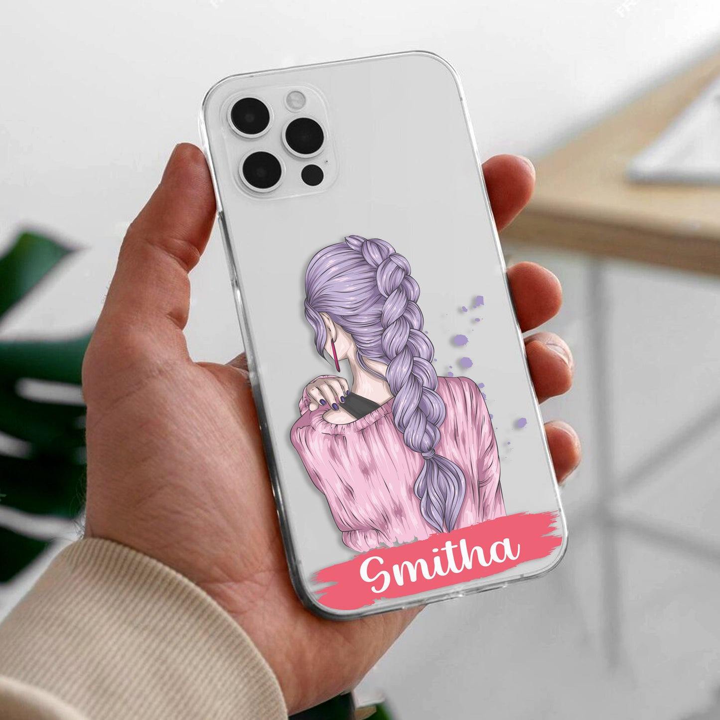 Braid Girl Customize Transparent Silicon Case For iPhone