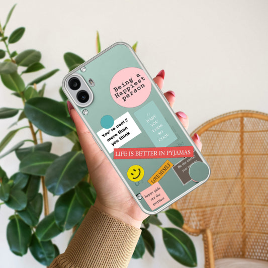 Stickers Happiest Person Transparent Silicon Case Peach For Nothing