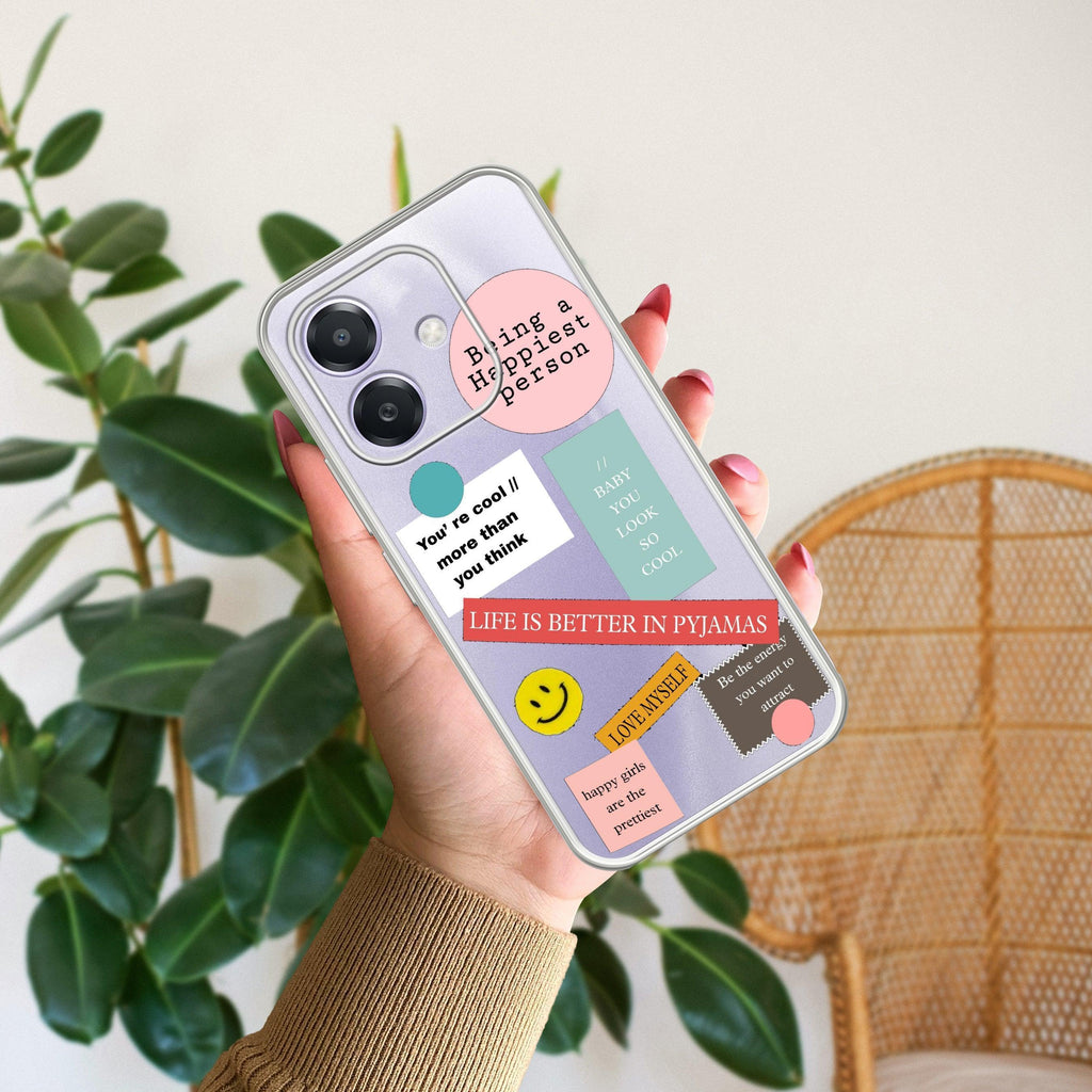 Stickers Happiest Person Anti Yellow Case Peach For Oppo A5 Pro 5G